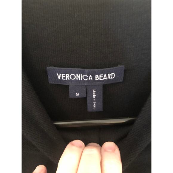 Veronica Beard EUC Women's Black Ruched Mock Neck Knit Dress M - Picture 3 of 7